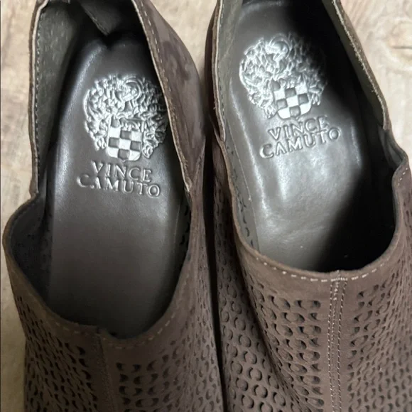 Vince Camuto Brown Perforated Sueded Leather Ankle Boots - Picture 9 of 10